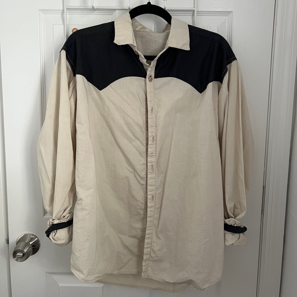 Vintage Western Color Block Button Down Shirt